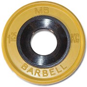 Диск обрезиненный Евро-классик Barbell 1,25 кг. Желтый фото