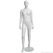 Манекен женский, белый глянцевый, абстрактный, для одежды в полный рост на круглой подставке, стоячий прямо, классическая поза. MD-EGO 03F-01G фото