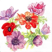 Салфетка для декупажа Тюльпаны красные и фиолетовые фотография