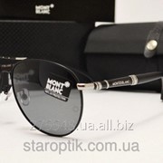 Мужские солнцезащитные очки Montblanc 374 цвет черный с серебром фото