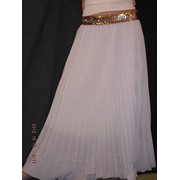 Плиссированная юбка в пол белоснежный шифон, на резинке-паетке, фото