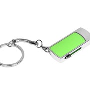 Флешка прямоугольной формы, выдвижной механизм с мини чипом, 32 Гб, зеленый/серебристый фотография