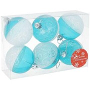 Ёлочные шары голубого цвета (6 штук)
