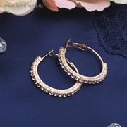 Серьги-кольца Princess дорожка малая, цвет белый в золоте, d=3 см фотография