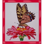 Схема для частичной вышивки бисером - "Бабочка на цветке-1"