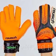 Перчатки вратарские с защитными вставками на пальцы REUSCH (PVC, р-р 8-10, оранжево-черный) фотография