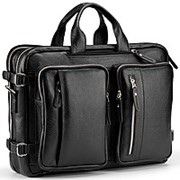 Кожаная сумка-рюкзак “Бигмэн“ (черная) фотография