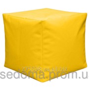 Пуфик кубик 35*35*35 см желтый из микро-рогожки фотография