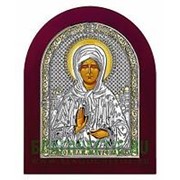 Beltrami Матрона Московская, святая блаженная, серебряная икона в деревянном окладе с позолотой Высота иконы 10 см фото