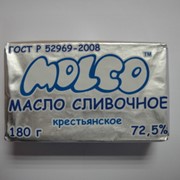 Масло «MolCo» сливочное крестьянское 72,5 % европачка.