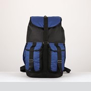 Рюкзак туристический, 55 л, отдел на шнурке, 3 наружных кармана, цвет чёрный/синий фото