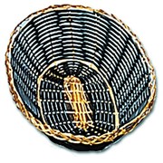 Хлебница овальная, 24*17см черная с золотым ободком плетеная соломка 10170 фотография