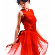 Выпускное платье красное со съёмной юбкой (М-12А)