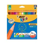 Карандаши цветные BIC Kids ECOlutions Evolution, 24 цвета, пластиковые, заточенные, европодвес, 937515