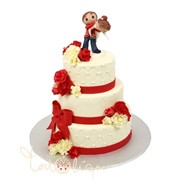 Свадебный торт Love is c цветами №597 фото