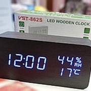 Часы Vst-862S будильник электронные деревяшка