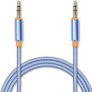 Аудио кабель штекер-штекер 3.5 мм, Jet-A JA-AC02, в оплётке, металлический разъём, позолота, синий - 1 метр фото