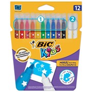 Фломастеры “Пиши и стирай“ BIC, 12 штук, 10 цветов + 2 стирающих, суперсмываемые, вентилируемый колпачок, фотография