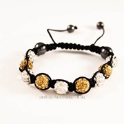 Браслет Шамбала (черные бусины, белы и коричневые бусины) 320009(19) фото