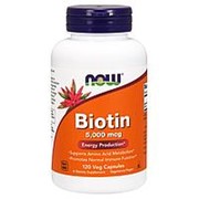 NOW Биотин 5000 мг Now Biotin 5000 mcg 120 капсул фотография