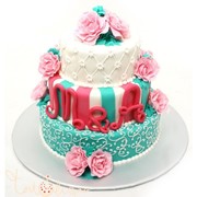 Разноцветный свадебный торт с цветами №98 фото