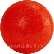 Мяч для художественной гимнастики однотонный, арт.AGP-19-06, диам. 19 см, ПВХ, оранжевый с блестками фото