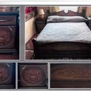 Кровать двухспальная Атаман с тумбочками художественной резьбой фото