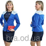 Пиджак женский N290.Ткань-полированный коттон+кружево.Синий