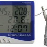 Термометр-гигрометр с выносным датчиком, с часами и будильником