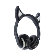 Наушники Qumo Party Cat, беспроводные, накладные, микрофон, BT v 5,0, 360 мАч, чёрные фото