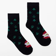 Носки детские, цвет синий/рис. Дед мороз, размер 16-18 фото