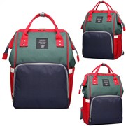Сумка-рюкзак для мамы и малыша без USB Зелено-красная