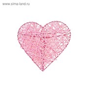 Ротанг, сердце объемное, розовое, 20 х 20 х 6 см фотография