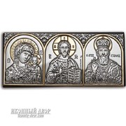 Икона трех святых - аккуратная автомобильная икона с серебром Код товара: OEK0XBG фотография