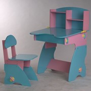 Комплект парты с полочками и стульчика розово-голубой фото