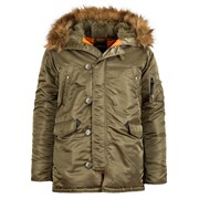 ​ Куртка-аляска мужская Alpha Industries Slim Fit N-3B (винтажный оливковый). Размеры в наличии XS (44) - 2XL фото