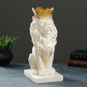 Копилка “Лев с короной“ белый с золотом 35см фотография