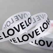 Лента атласная 'Love', 25 мм x 23 ± 1 м, цвет чёрный/белый фотография