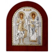 Архангелы Михаил и Гавриил Икона серебряная с позолотой на деревянной основе Silver Axion 156 х 190 мм