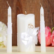 Набор свечей "Кружевной", белый : Домашний очаг 6.8х15см, Родительские свечи 1.8х17.5см