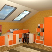 Детская комната Астра мини дуб молочный/оранж фотография