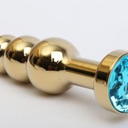 Золотистая анальная ёлочка с голубым кристаллом - 11,2 см. 4sexdreaM 47436-1