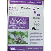 Фотобумага матовая Colortek, формат А3, 90 г/м2, 100 листов