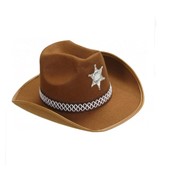 Шляпа шерифа ковбойская коричневая со звездой