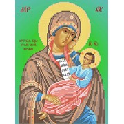 Икона ручной работы Пресвятая Богородица “Утоли моя печали“ вышитая бисером фотография