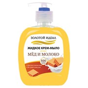 Мыло-крем жидкое 500 мл ЗОЛОТОЙ ИДЕАЛ “Мед и молоко“, дозатор, 606787 фотография