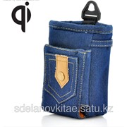 Портативная Qi беспроводная джинсовая сумка для зарядки телефонов фотография