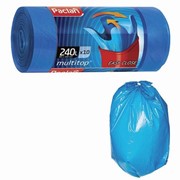 Мешки для мусора 240 л, с ушками, синие, рулон 10 шт., ПВД, 40 мкм, 90х145 см, PACLAN 'Multitop', 134451 фото