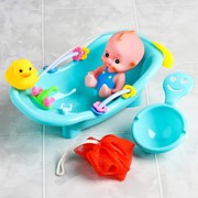Набор игрушек для купания «Пупсик в ванне», 5 предметов, цвет МИКС фото