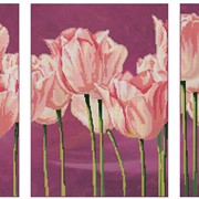 Схема-заготовка для частичной вышивки бисером, триптих Нежные тюльпаны